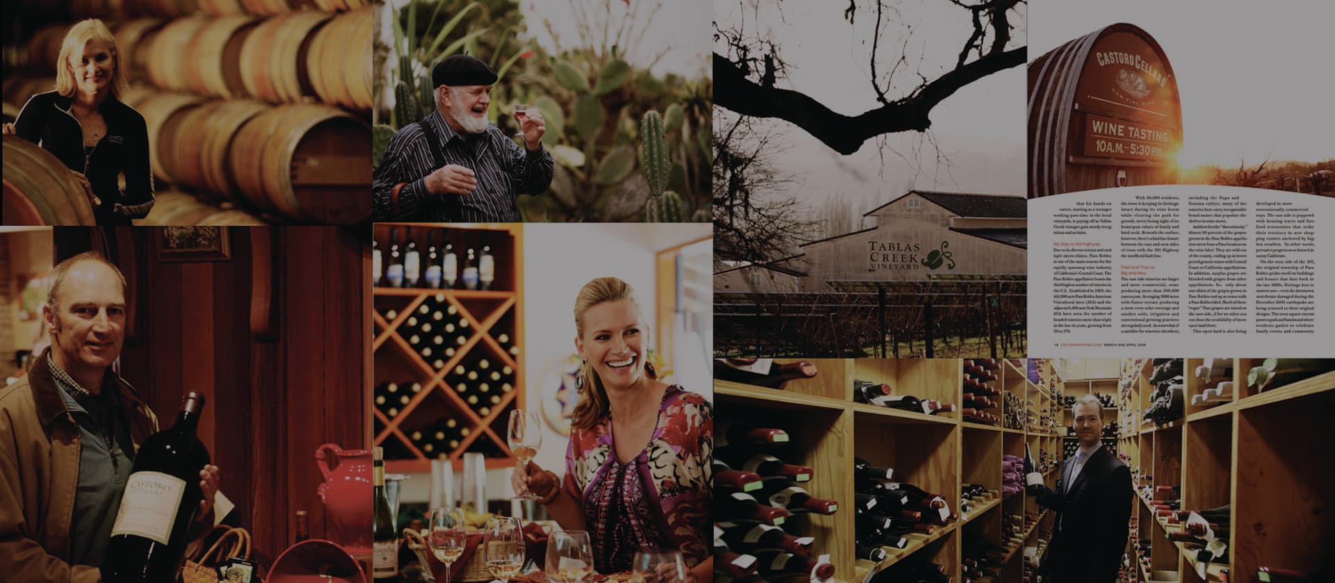 Collage of people drinking wine